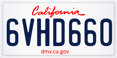 CA license plate 6VHD660