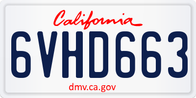 CA license plate 6VHD663