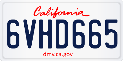CA license plate 6VHD665