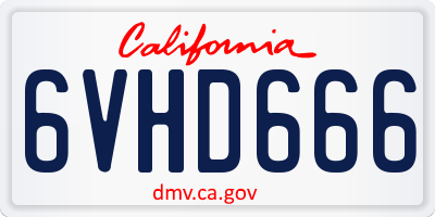 CA license plate 6VHD666