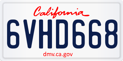 CA license plate 6VHD668