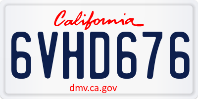 CA license plate 6VHD676
