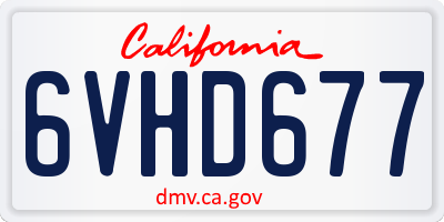 CA license plate 6VHD677