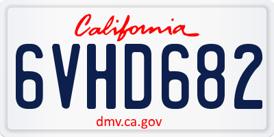 CA license plate 6VHD682
