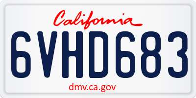 CA license plate 6VHD683