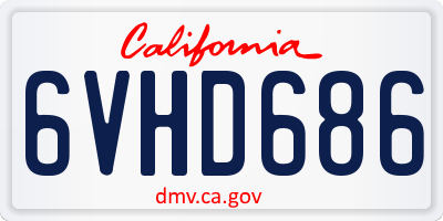 CA license plate 6VHD686
