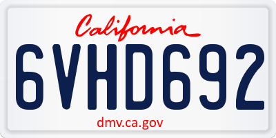 CA license plate 6VHD692