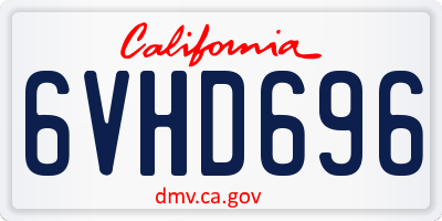 CA license plate 6VHD696