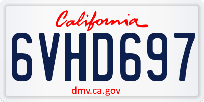 CA license plate 6VHD697