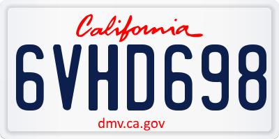 CA license plate 6VHD698