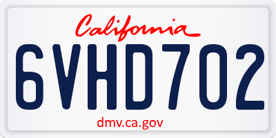 CA license plate 6VHD702