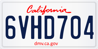 CA license plate 6VHD704