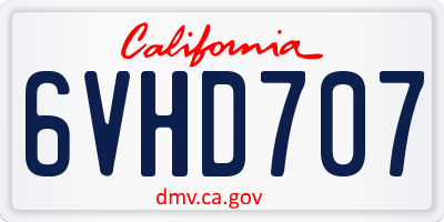 CA license plate 6VHD707