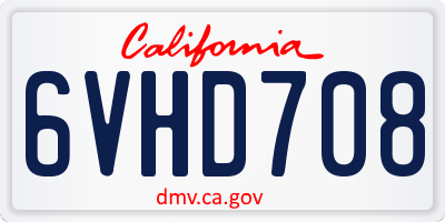 CA license plate 6VHD708