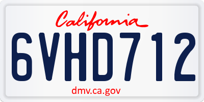 CA license plate 6VHD712
