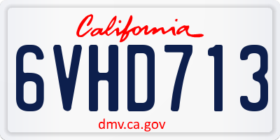 CA license plate 6VHD713