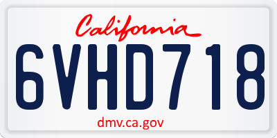 CA license plate 6VHD718