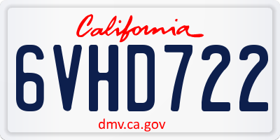 CA license plate 6VHD722