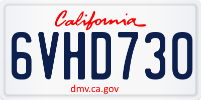CA license plate 6VHD730