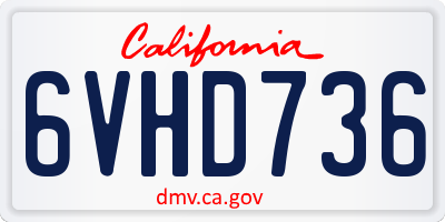 CA license plate 6VHD736