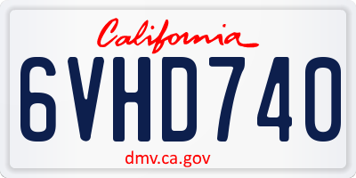 CA license plate 6VHD740