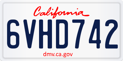 CA license plate 6VHD742