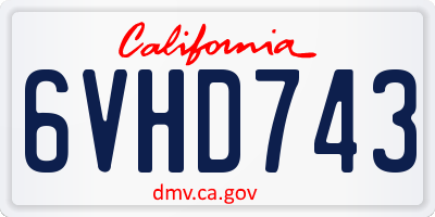 CA license plate 6VHD743