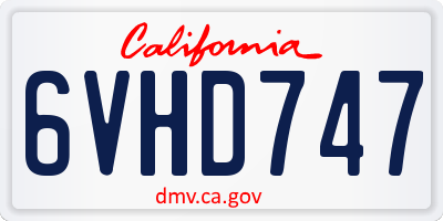 CA license plate 6VHD747
