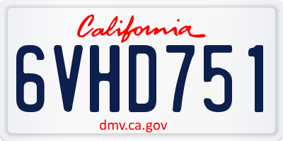 CA license plate 6VHD751