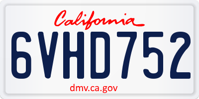 CA license plate 6VHD752
