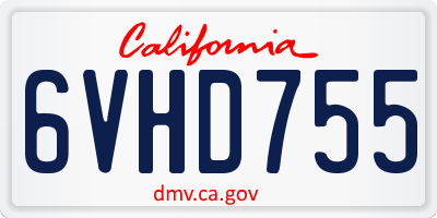 CA license plate 6VHD755