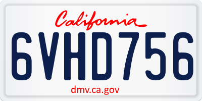 CA license plate 6VHD756