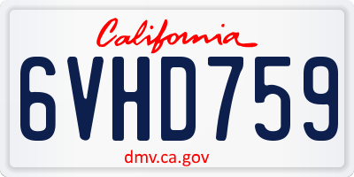 CA license plate 6VHD759