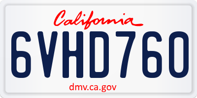 CA license plate 6VHD760
