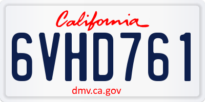CA license plate 6VHD761