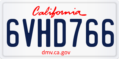 CA license plate 6VHD766
