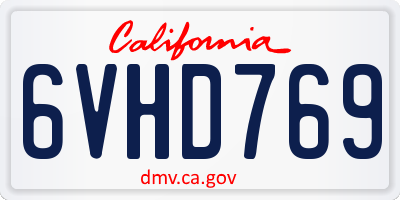 CA license plate 6VHD769