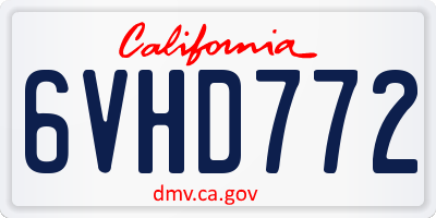 CA license plate 6VHD772