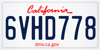 CA license plate 6VHD778