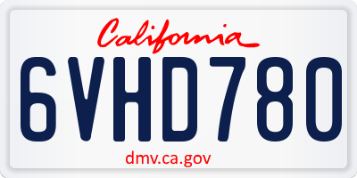 CA license plate 6VHD780