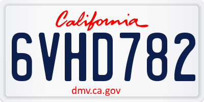 CA license plate 6VHD782