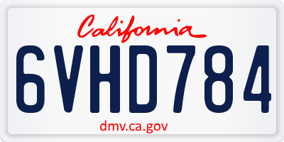 CA license plate 6VHD784