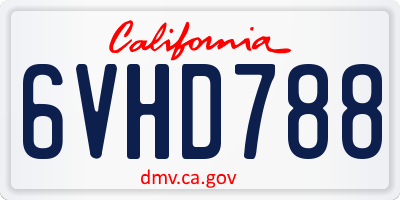 CA license plate 6VHD788