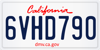 CA license plate 6VHD790