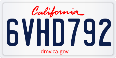 CA license plate 6VHD792