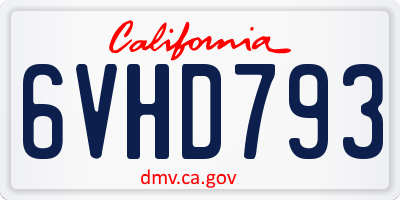 CA license plate 6VHD793
