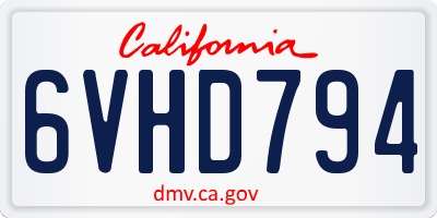 CA license plate 6VHD794