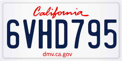 CA license plate 6VHD795