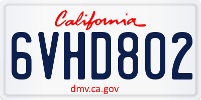 CA license plate 6VHD802