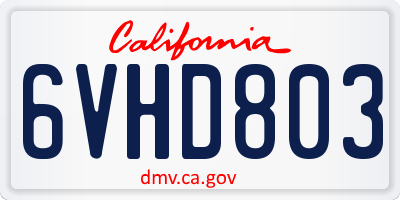 CA license plate 6VHD803
